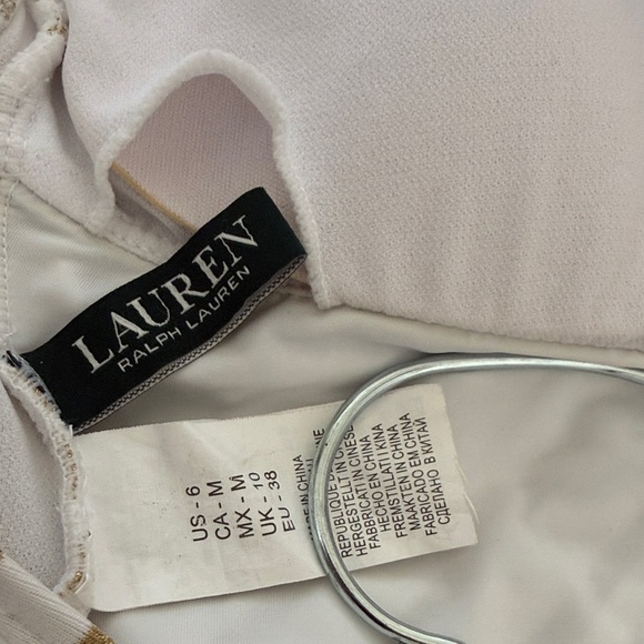 Ralph Lauren Striped One-Piece Swimsuit in White & Gold - Picture 2 of 5